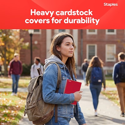 Staples 1-Subject Notebooks, 5" x 7.75", College Ruled, 80 Sheets, Assorted Colors, 3/Pack (ST11670C)