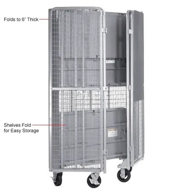 Global Industrial Fold-Up Security Truck, 27"W x 44-1/3"L x 76"H, 2000 Lb. Capacity, Gray (912114)