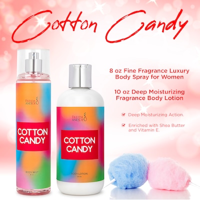 Freida and Joe Cotton Candy Fragrance Body Lotion and Body Mist Spray Set (FJ-702)
