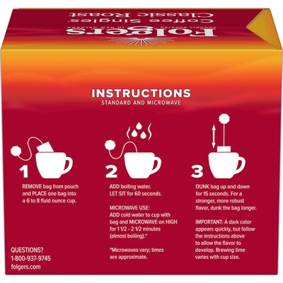 Folgers Coffee Singles Coffee Packets, Medium Roast, 0.16 oz., 19/Box (PRO29764)