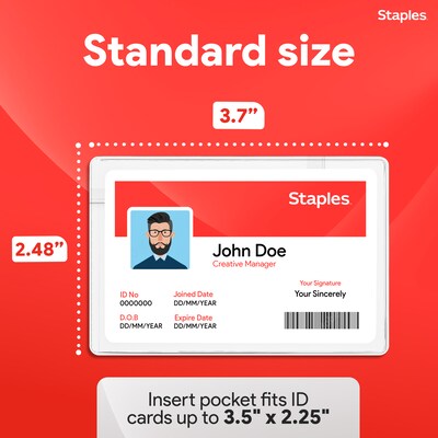 Staples Magnetic Badge Holders, 2.25" x 3.5", Vinyl, Clear, 25/Pack (51925)