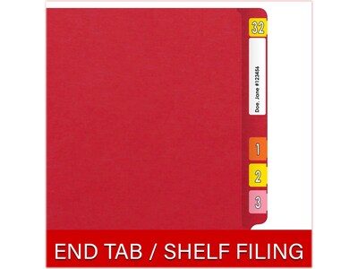 Medical Arts Press Heavy-Duty End Tab File Folder, Straight Cut, Letter-Size, Red, 40/Box (S-09458-RED)
