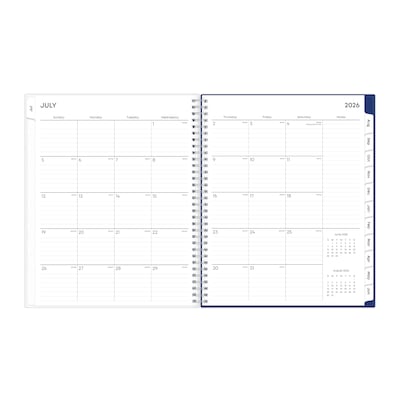 2026-2027 Blue Sky Color Block Blue Frosted 8.5" x 11" Academic Weekly & Monthly Planner, Plastic Cover (156066-A27)