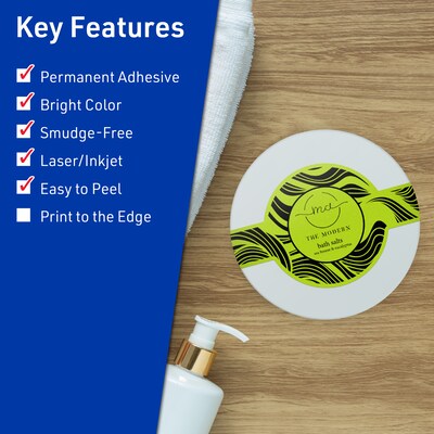 Avery Printable Decorative Edge Multipurpose Labels, 2-3/8 x 8, Bright Green, 240/Box (94117)