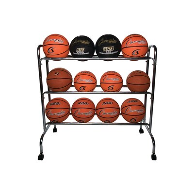 Champion Sports Portable Ball Rack, 3 Tier