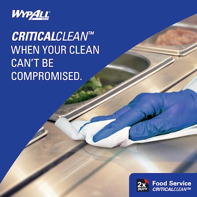 WypAll CriticalClean Foodservice Cloths, 12.5" x 23.5", White, 200 Sheets/Box (06053)
