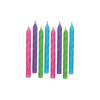 Party City Glitter Spiral Birthday Candles, Assorted Colors, 24/Pack (AM170431)