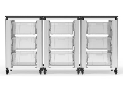 Luxor Mobile 9-Section Modular Classroom Storage Cabinet, 28.75H x 18.2D, White (MBS-STR-31-9L)