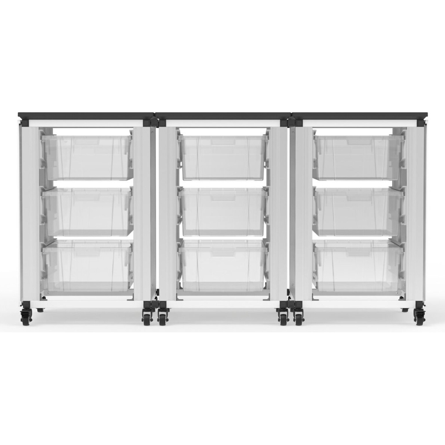 Luxor Mobile 9-Section Modular Classroom Storage Cabinet, 28.75H x 18.2D, White (MBS-STR-31-9L)