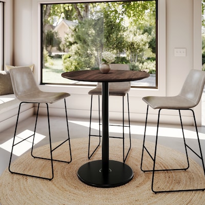 Flash Furniture Acadia 36" Round Wooden Dining Table, Dark Brown/Black Base (STRD36WBRTR24B)