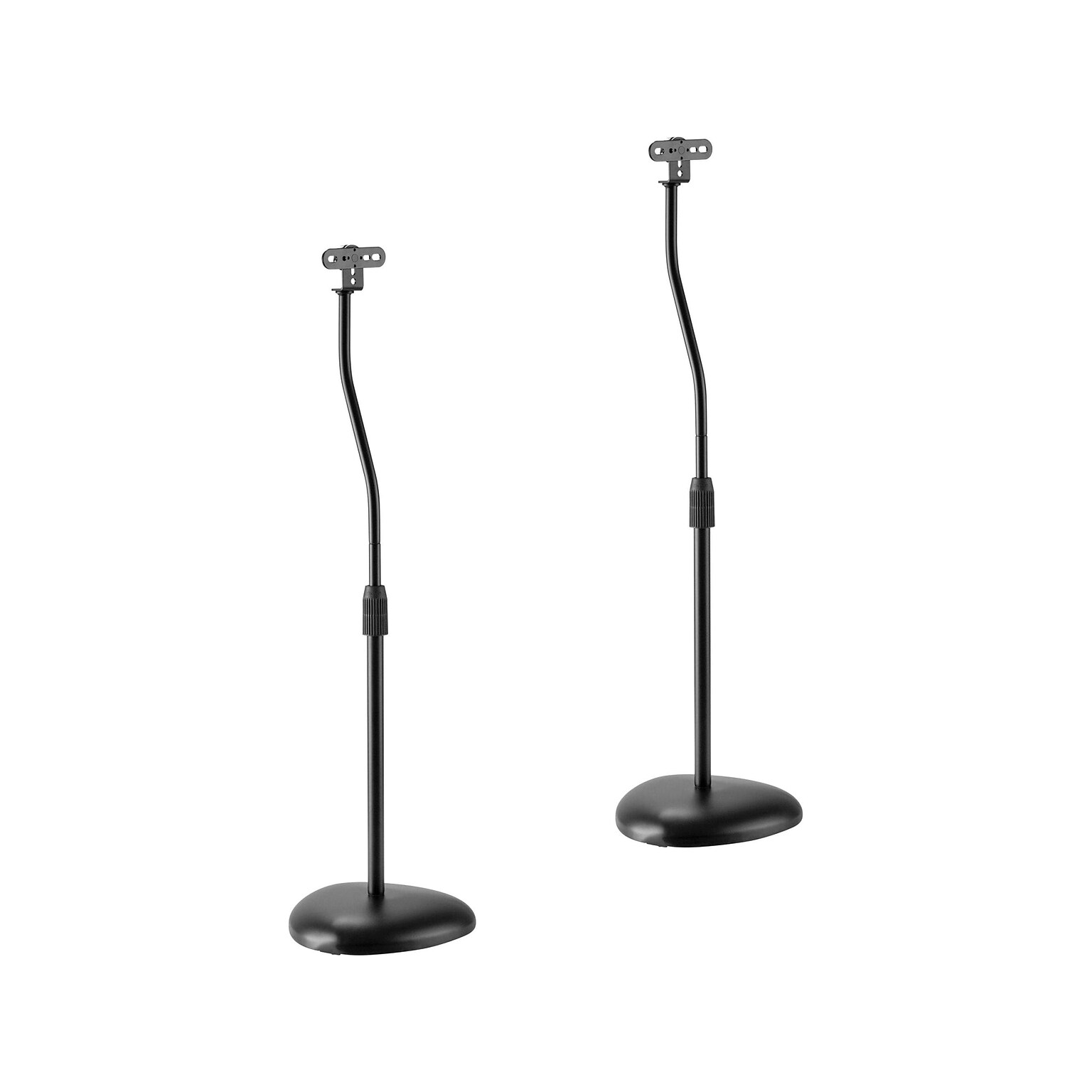 Mount-It! Height-Adjustable Speaker Floor Stand, Black, 2/Pack (MI-1232)