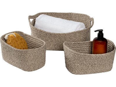 Honey-Can-Do Cotton Nesting Baskets with Handles, Champagne, 3/Set (STO-08462)