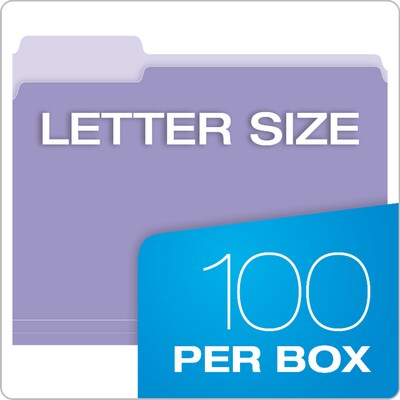 Oxford Recycled File Folder, 1/3-Cut Tab, Letter Size, Lavender, 100/Box (1521/3LAV)