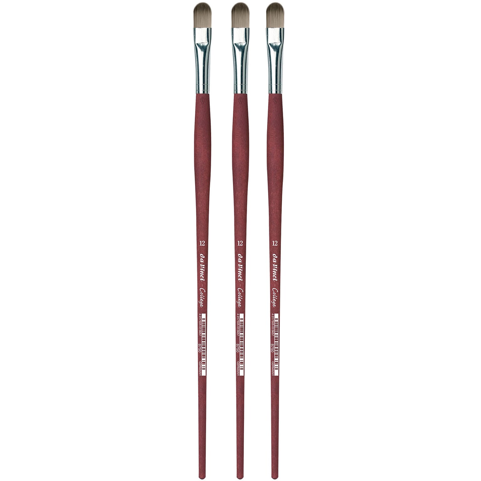 da Vinci COLLEGE Oil and Acrylic Synthetic Student Filbert Brush, 3 Brushes/Pack (DVXVA875012-3)