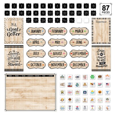 Creative Teaching Press Black, White, and Wood Calendar Set Bulletin Board Set, 87/Set (CTP10920)