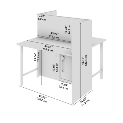Bush Business Furniture Hustle 48"W 2 Person Back to Back Cubicle Panel Workstation, White (HUS020WH)
