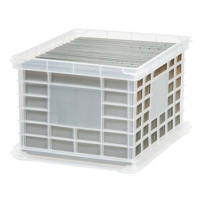 Iris File Storage Durable Plastic Crate, Letter/Legal Size, Clear (STP-54269)