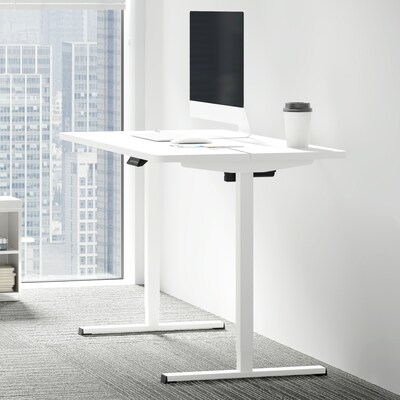 FlexiSpot ET155E 55"W Electric Rectangular Adjustable Standing Desk, White