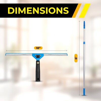 Gritt Commercial Window Washing Kit with 18" Swivel Window Squeegee and 6' Telescopic Pole (GRI130-6F-18)
