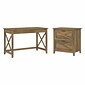 Bush Furniture Key West 48" Writing Desk with File Cabinet, Reclaimed Pine (KWS003RCP)