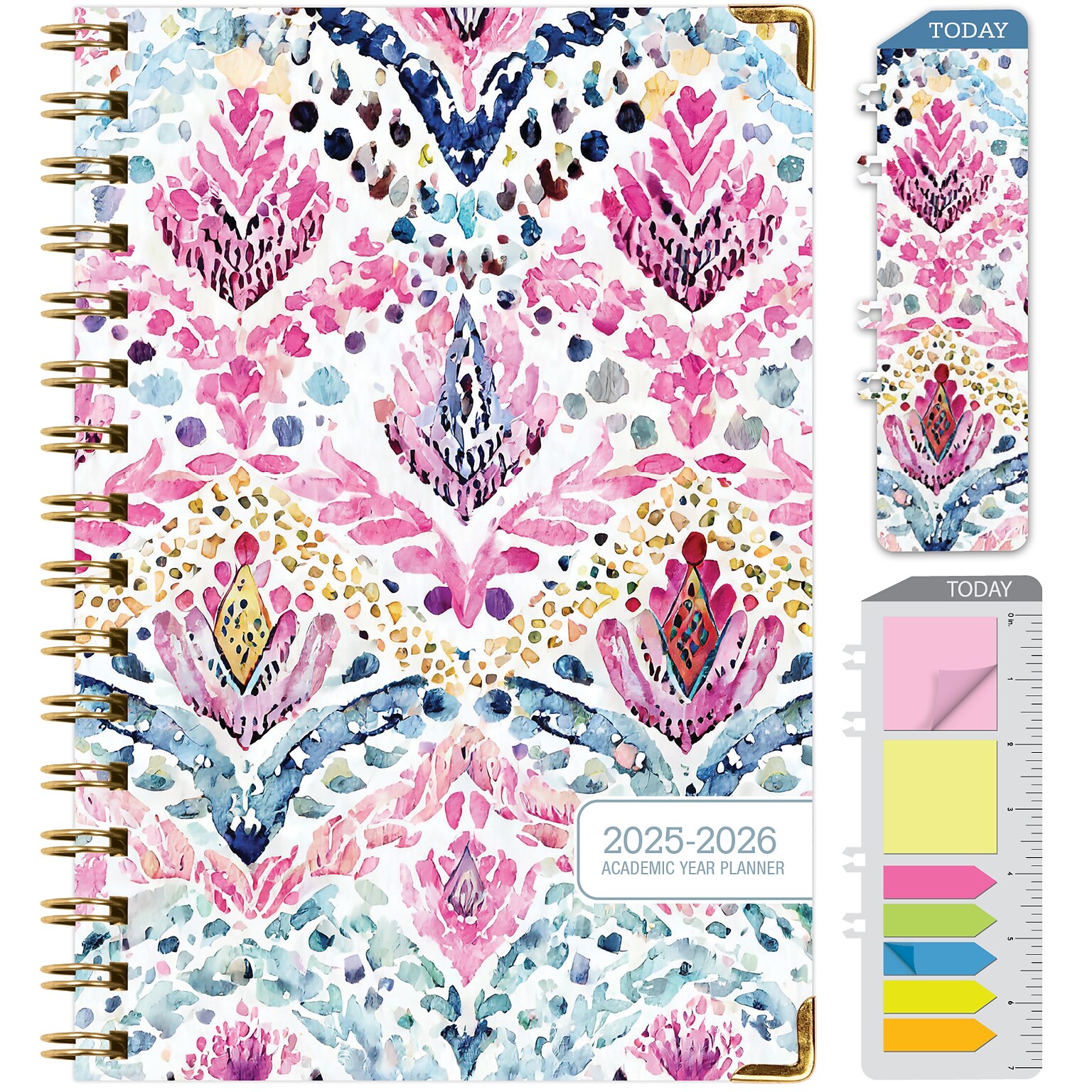 2025-2026 Global Printed Products Boho Ikat 5.5 x 8 Weekly & Monthly Planner, Paper Cover, Multicolored (NAD26-58-83)