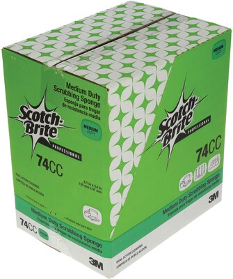 Scotch-Brite Medium Duty Scrub Sponge, Green/Yellow, 10/Pack (74CC)