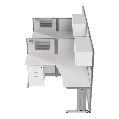 Regency Instant Office 63"H x 129"W 2 Person L-Shaped Cubicle Panel Workstation with Storage, Pure White (IO008WH)