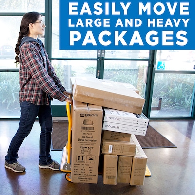 Mount-It! Foldable Flatbed with Swivel Wheels, 660 lb. Capacity, Black/Yellow (MI-921)