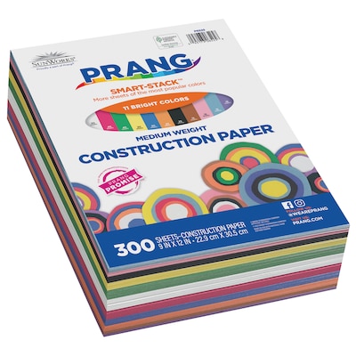 Prang Smart Stack 9" x 12" Construction Paper, Assorted Colors, 300 Sheets/Pack (P6525-0001)