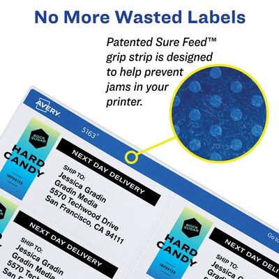 Avery Sure Feed Laser/Inkjet Shipping Labels, 3-1/2" x 5", White, 4 Labels/Sheet, 250 Sheets/Box, 1,000 Labels/Box (95935)