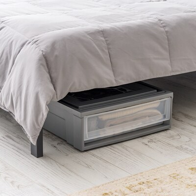 Iris 27.5 Quart Underbed Storage Container, Plastic, Gray (500230)