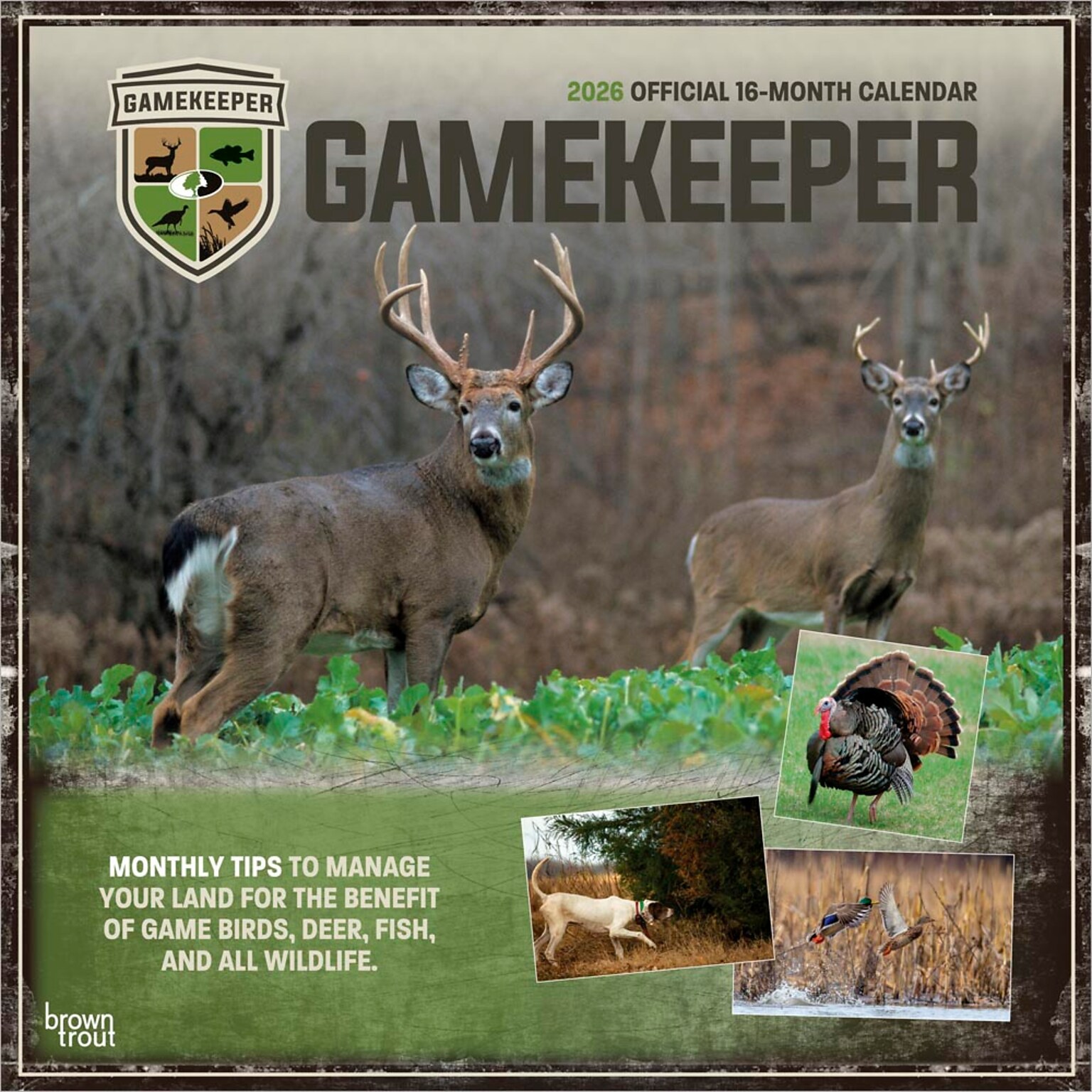 2026 BrownTrout Mossy Oak Gamekeeper 12 x 12 Monthly Wall Calendar (9798330707744)