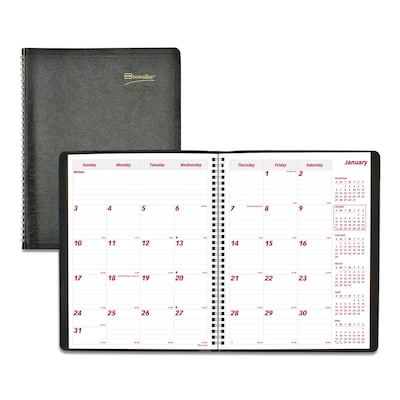 2025-2026 Brownline Essential Collection 8.5 x 11 Monthly Planner, Faux Leather Cover, Black (REDCB1262BLK)