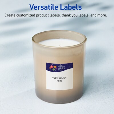 Avery Square Multipurpose Labels, 3" x 3", White, 60/Pack (19479370447)
