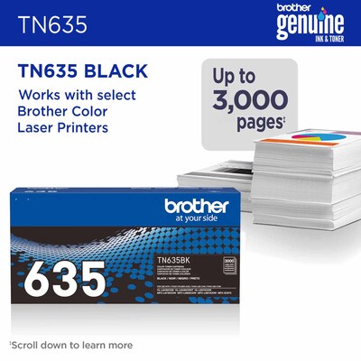 Brother TN635 Standard Yield Black Toner Cartridge, Prints Up to 3,000 Pages (TN635BK)