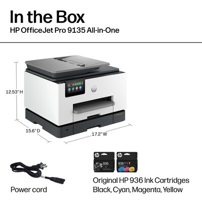 HP OfficeJet Pro 9135e Wireless Color All-In-One Printer, Scan, Copy, Fax, 3 Months Free Instant Ink, AI Enabled (404M0A)