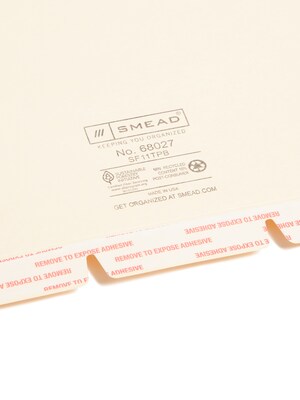 Smead Self-Adhesive Filing Dividers, Letter Size, Manila, 100/Box (68027)