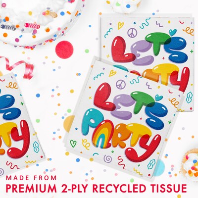 Creative Converting Bubbly Birthday Plates and Napkins Kit, Multicolored, Serves 16 (DTC9502E2G)