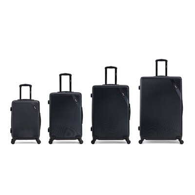 DUKAP Discovery 4-Piece Hardside Spinner Luggage Set, TSA Checkpoint Friendly, Blacj (DKDISSMLXL-BLK)