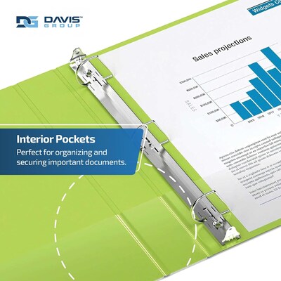 Davis Group Easyview Premium 4" Angle D Ring, Customizable, View Binder, Lime Green, 4/Pack (8406-24)