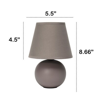 Creekwood Home Nauru 8.66" Traditional Petite Ceramic Orb Base Bedside Table Desk Lamp, Gray, 2/Pack (CWT-2004-GY-2PK)