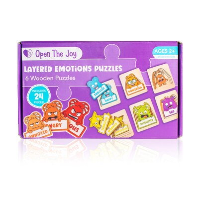 Open the Joy Layers of Emotions Puzzles, Multicolored, 24/Set (OTJLAYPUZPK)