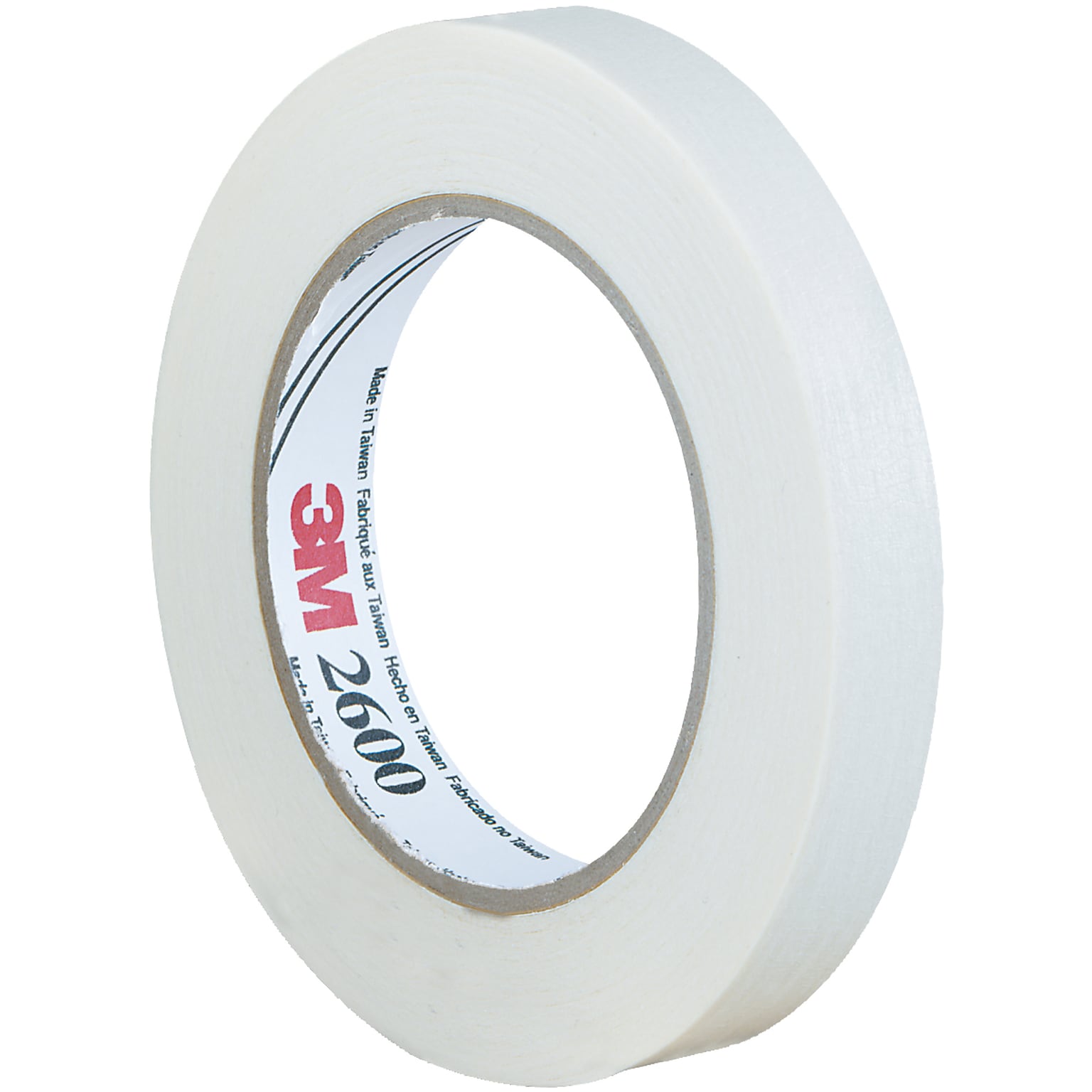 3M 2600 Masking Tape, 0.75 x 60 yds., White, 12 Rolls/Pack  (T93426012PK)