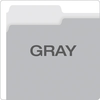 Pendaflex Two-Tone Recycled File Folder 100 File Folders, 1/3-Cut Tab, Assorted, Letter Size, Gray, 100/Box (152 1/3 GRA)