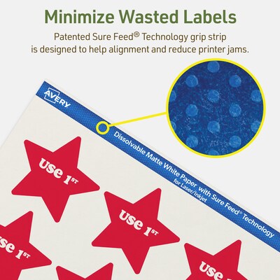 Avery Dissolvable Burst Multipurpose Labels, 2-1/4" x 2-3/8", Off-white, 300/Pack (94611)