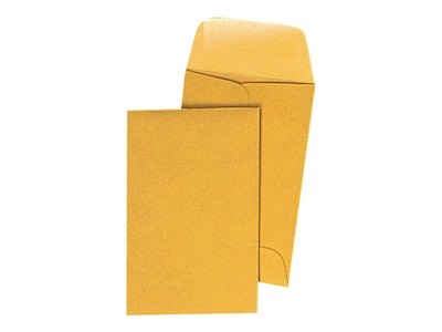 Staples Currency Envelopes, 3.5 × 6.5, Brown Kraft, Gummed Flap Seal, Durable Paper Stock, 500/Box