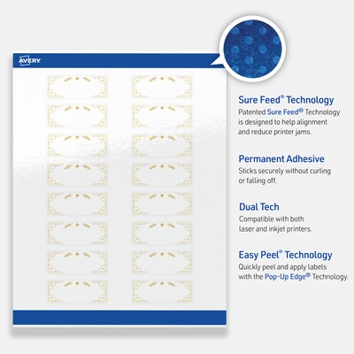 Avery Rectangle Multipurpose Labels, 1" x 2-5/8", White, 160/Pack (19479370642)