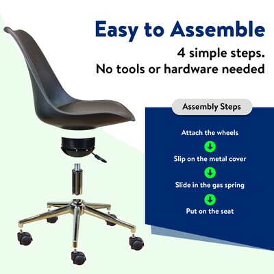 Uncaged Ergonomics Armless PP & PU Swivel Task Chair, Black (ATC-B)