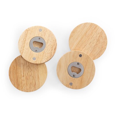 Coasters with Bottle Openers Set of 4 (Parawood)