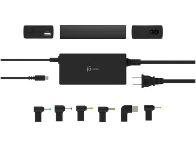 j5create 100W PD USB Type-C/Type-A Super Charger with Adapters, Black (JUP2290DC)